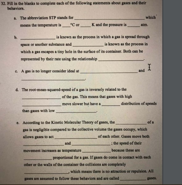 solved 32 fill in the blanks to