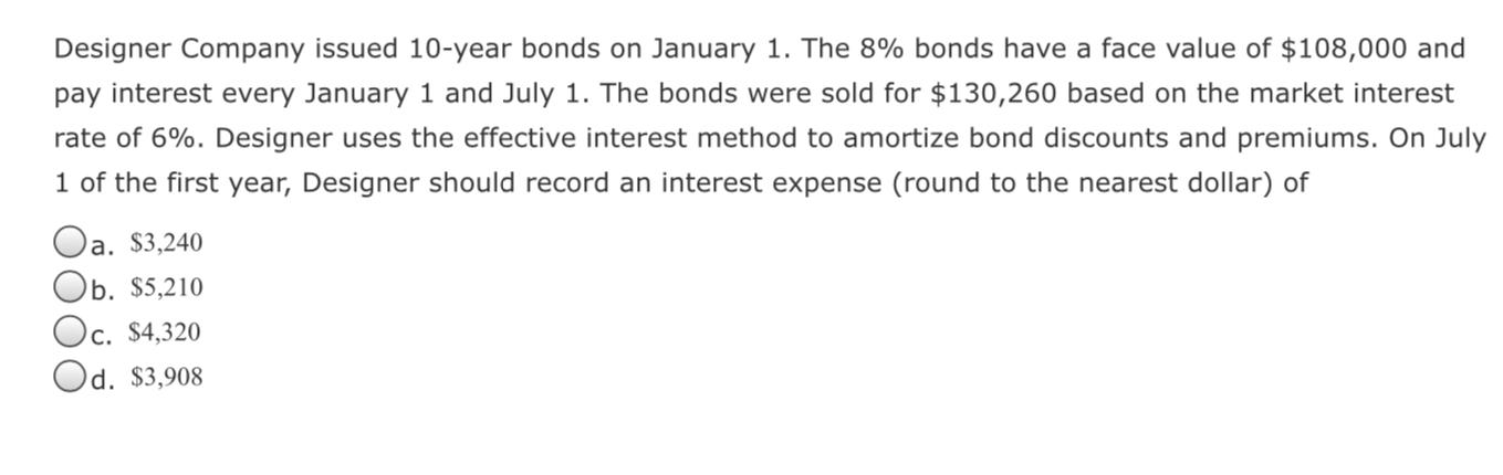 Solved Designer Company issued 10-year bonds on January 1. | Chegg.com