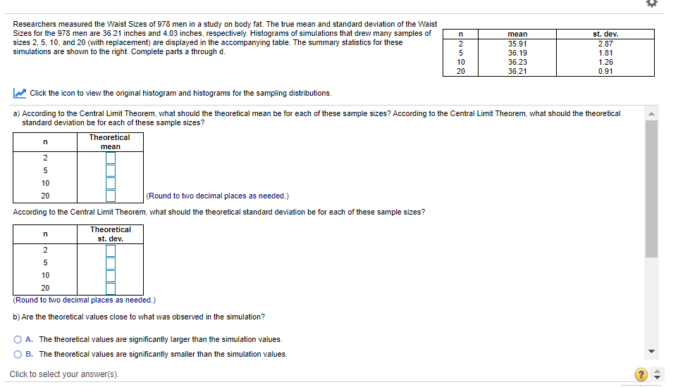 Solved Researchers measured the Waist Sizes of 978 men in a | Chegg.com