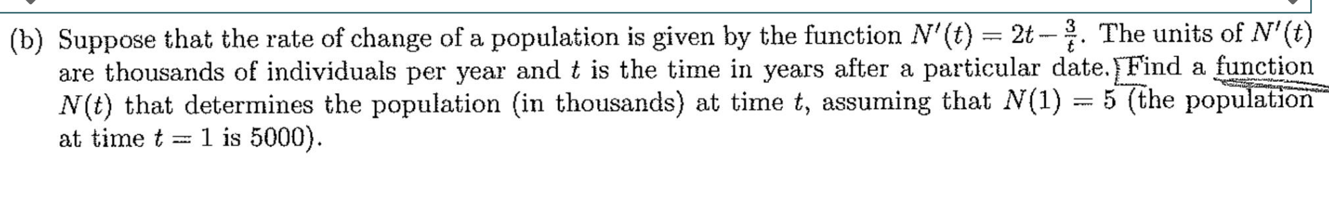 Solved (b) Suppose that the rate of change of a population | Chegg.com