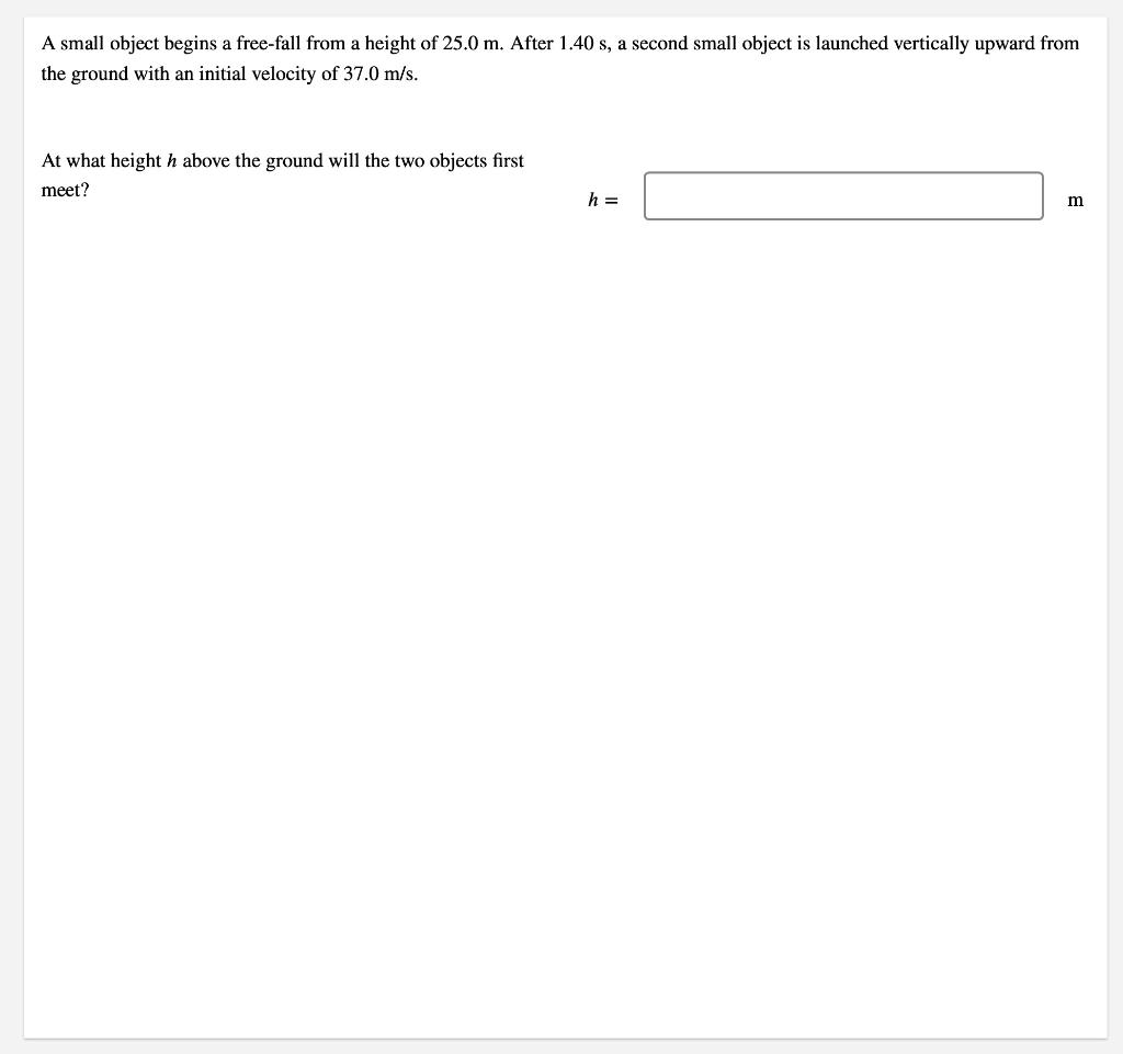solved-a-small-object-begins-a-free-fall-from-a-height-of-chegg