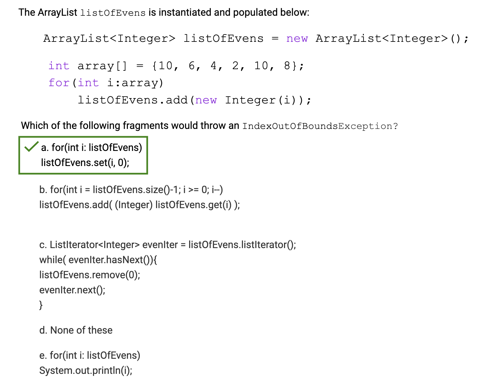 Solved The ArrayList listofEvens is instantiated and