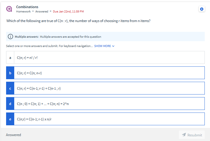 Solved Homework * Answered - Due Jan 22nd, 11:59 PM Which of | Chegg.com