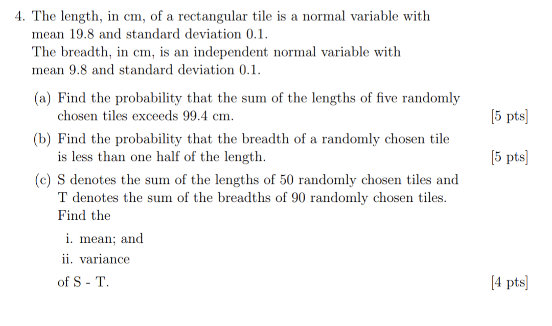 Solved 4. The length, in cm, of a rectangular tile is a | Chegg.com