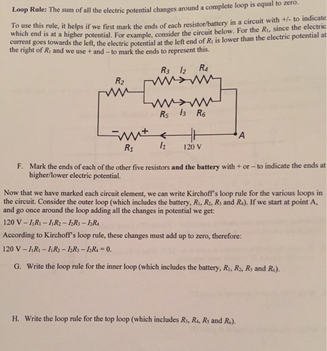 Solved loop is equal to zero. Loop Rule: The sum of all the | Chegg.com