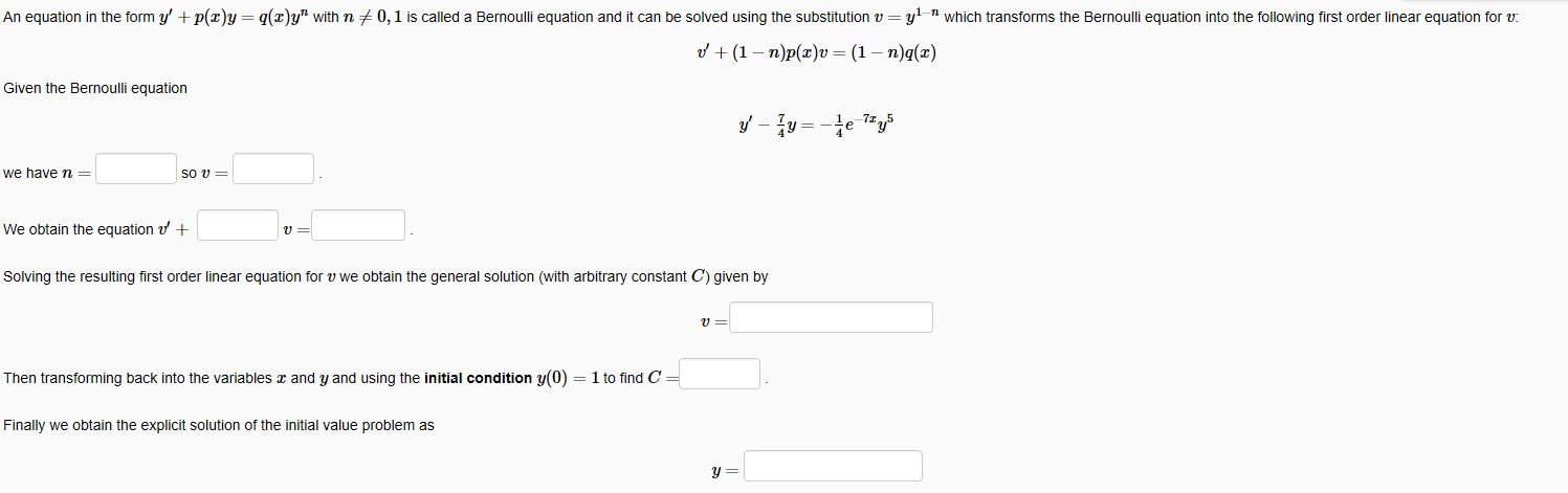 Solved An Equation In The Form Y P X Y Q X Yn With N 0 1 Chegg Com