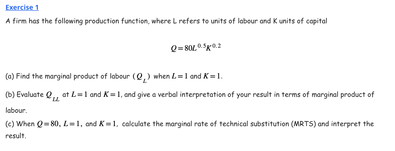 Solved A firm has the following production function, where L | Chegg.com