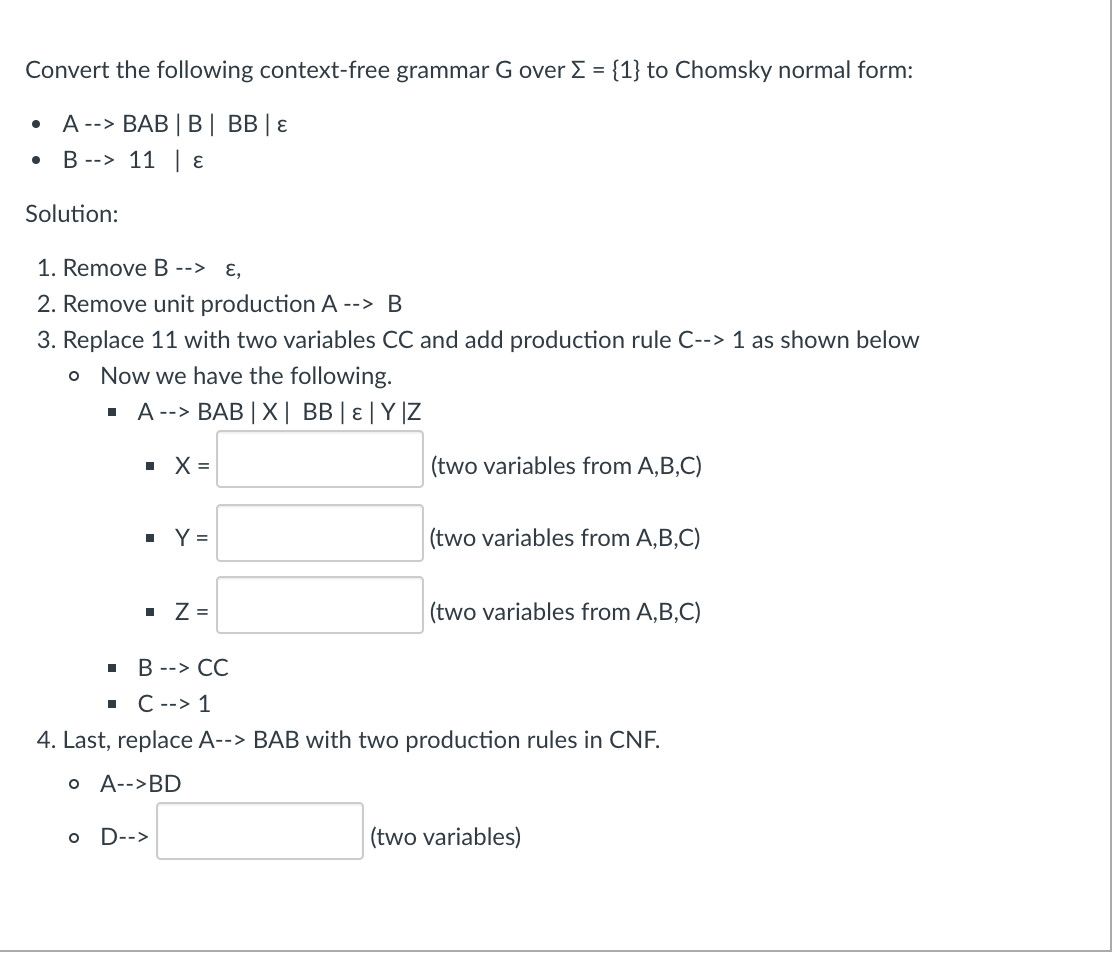 Solved Convert the following context-free grammar G over { = | Chegg.com