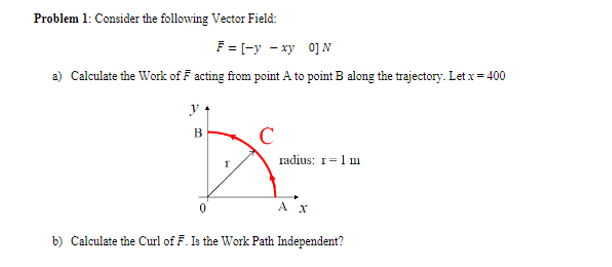 Solved Problem 1: Consider the following Vector Field: } = | Chegg.com