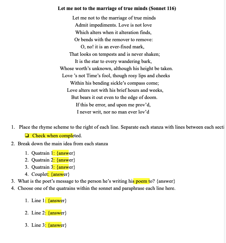 sonnet 116 let me not to the marriage analysis