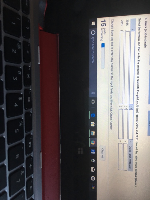 Solved B Quick acid test Ratio Select The Formula And Chegg