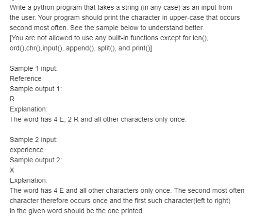 Solved Write a python program that takes a string (in any | Chegg.com
