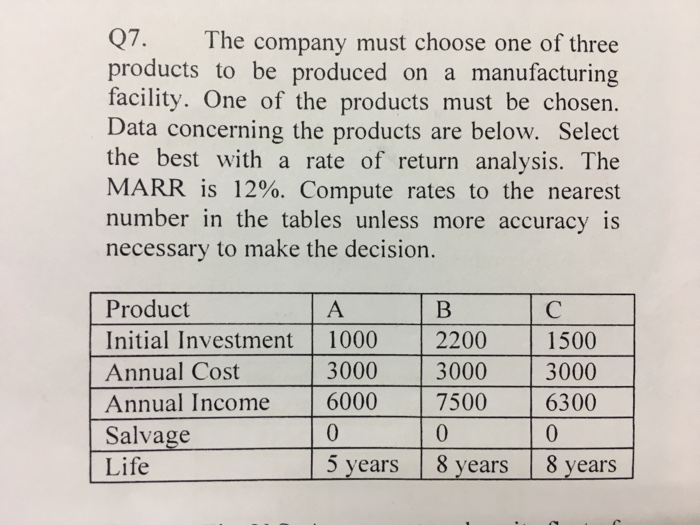 solved-the-company-must-choose-one-of-three-products-to-be-chegg