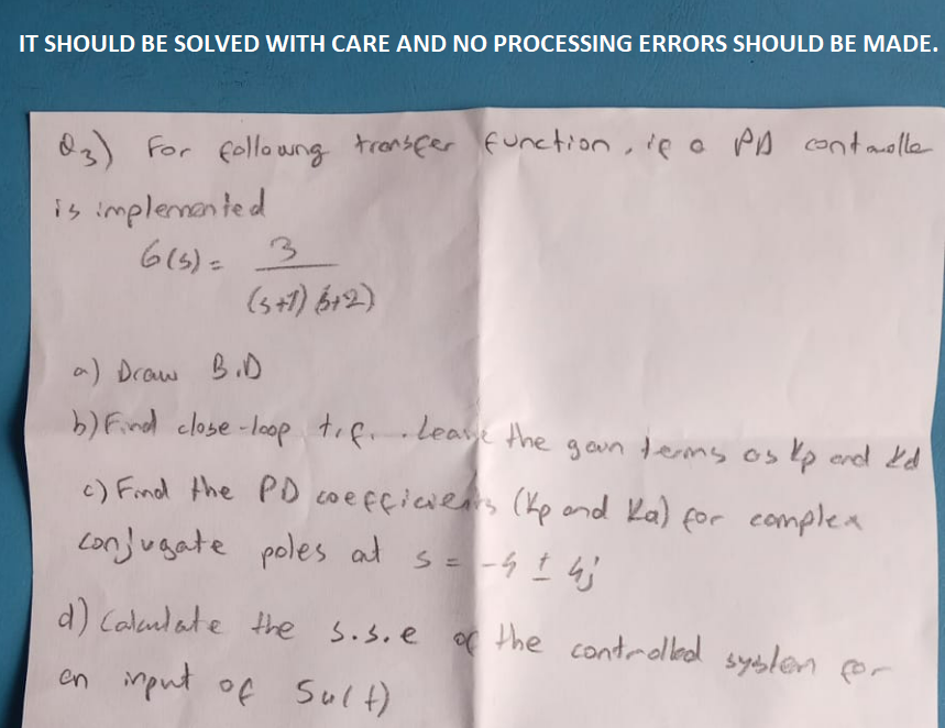 Solved IT SHOULD BE SOLVED WITH CARE AND NO PROCESSING | Chegg.com