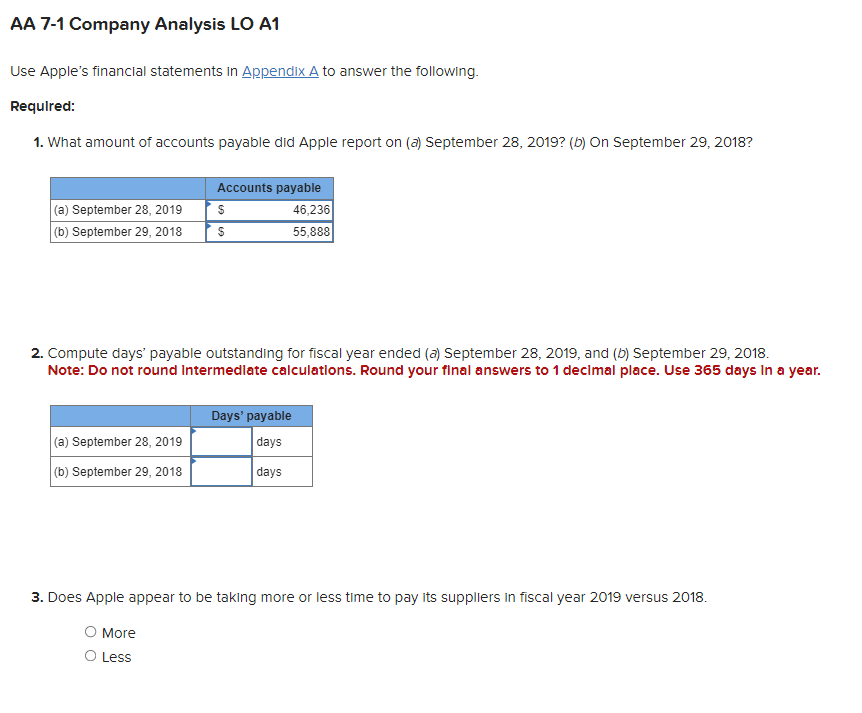 Solved AA 7-1 Company Analysis LO A1 Use Apple's Financial | Chegg.com