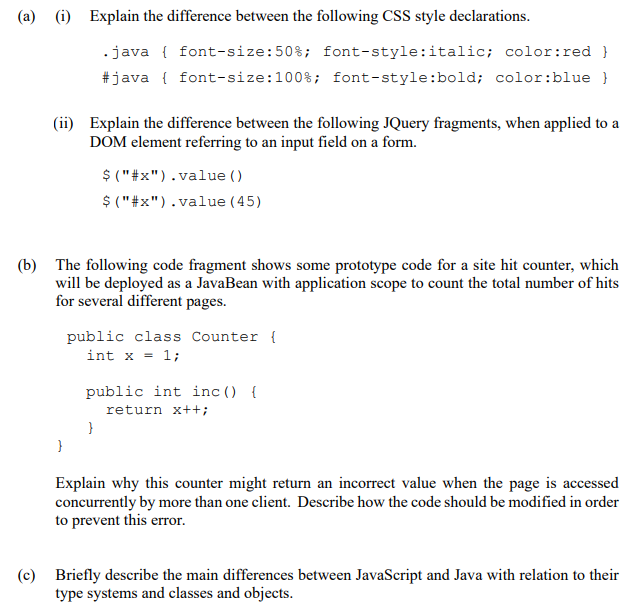 Solved (a) (i) Explain the difference between the following | Chegg.com