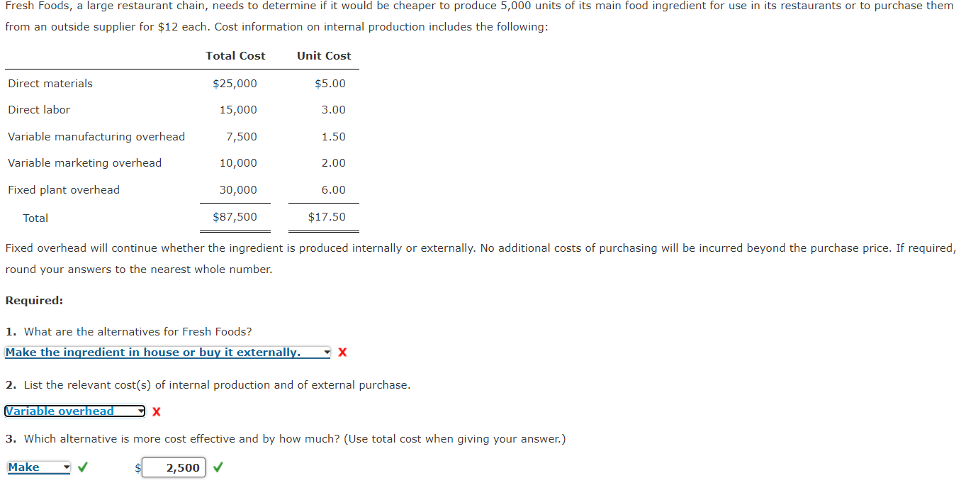 Solved Fresh Foods, a large restaurant chain, needs to