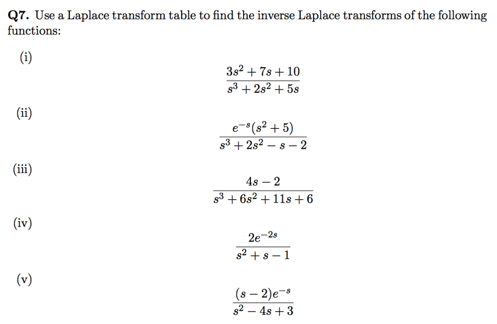 Solved Q7. Use A Laplace Transform Table To Find The Inverse | Chegg.com