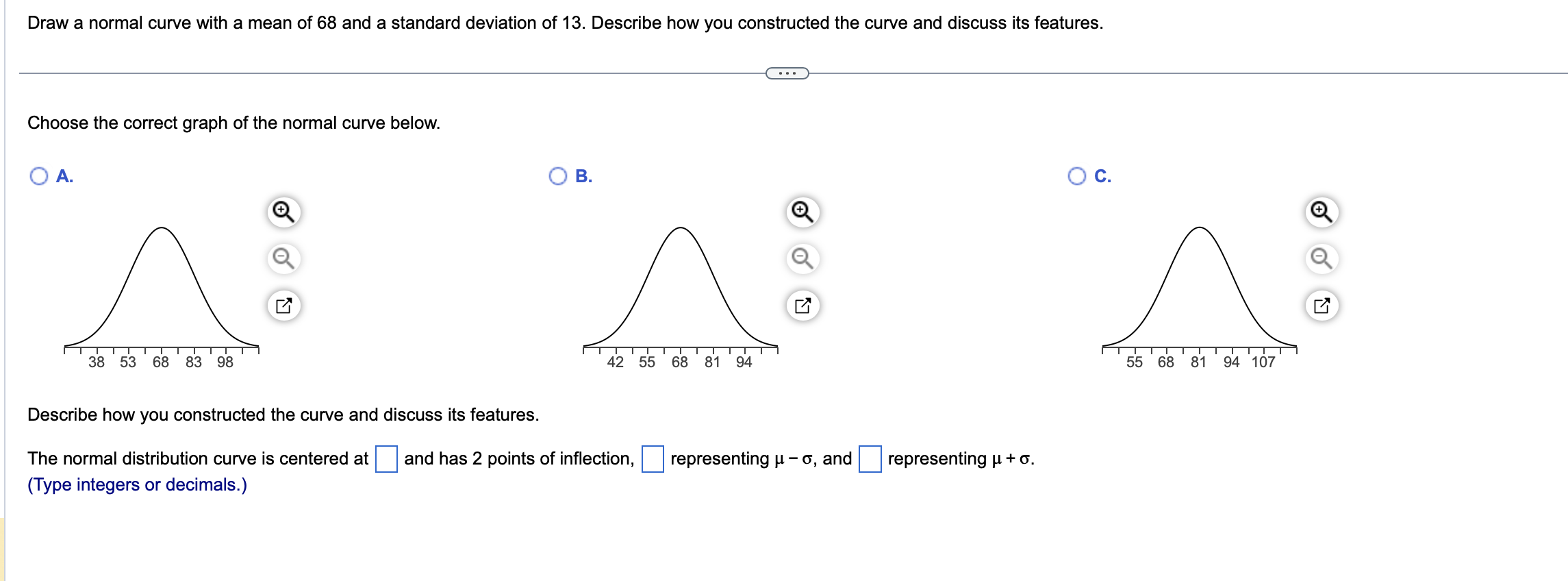 solved-draw-a-normal-curve-with-a-mean-of-68-and-a-standard-chegg