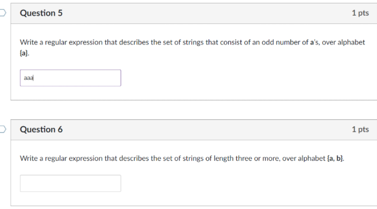 Solved Question 5 1 pts Write a regular expression that | Chegg.com