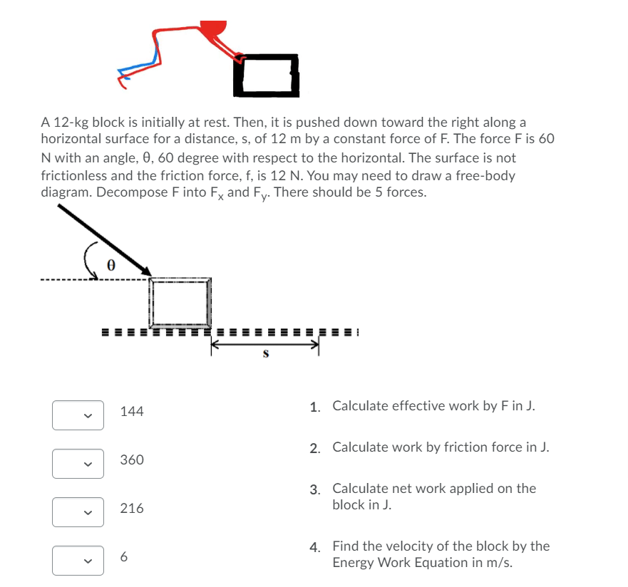 Solved A 12-kg block is initially at rest. Then, it is | Chegg.com