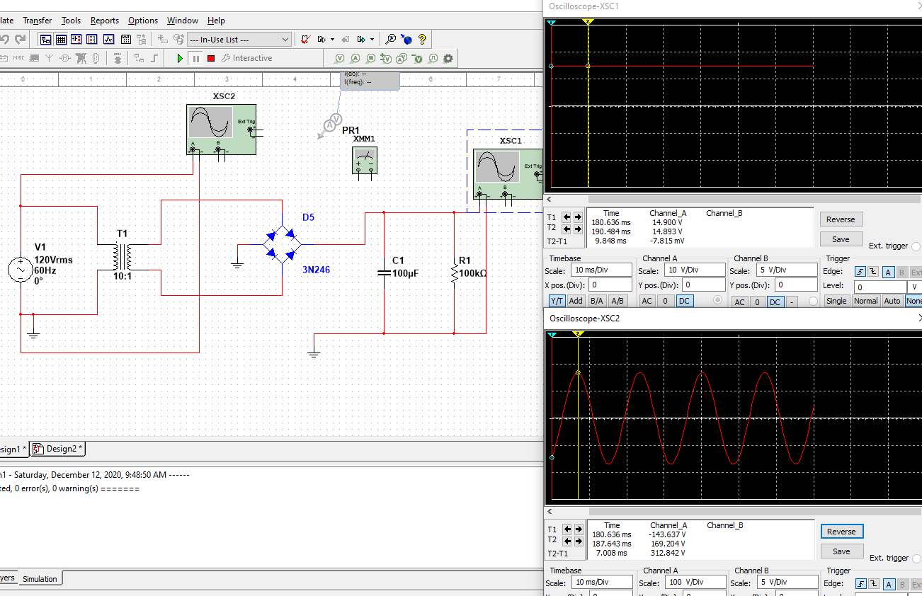 Solved I Built The Full-wave Bridge Rectifier Circuit Above 