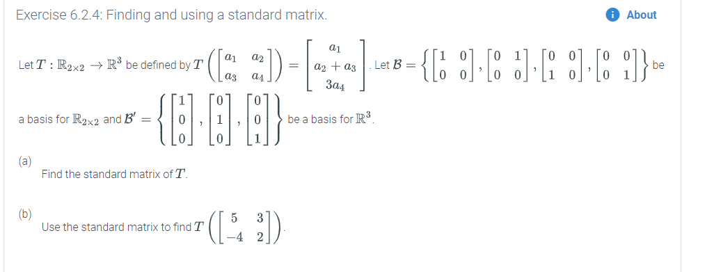 Solved Exercise 6 2 4 Finding And Using A Standard Matri Chegg Com