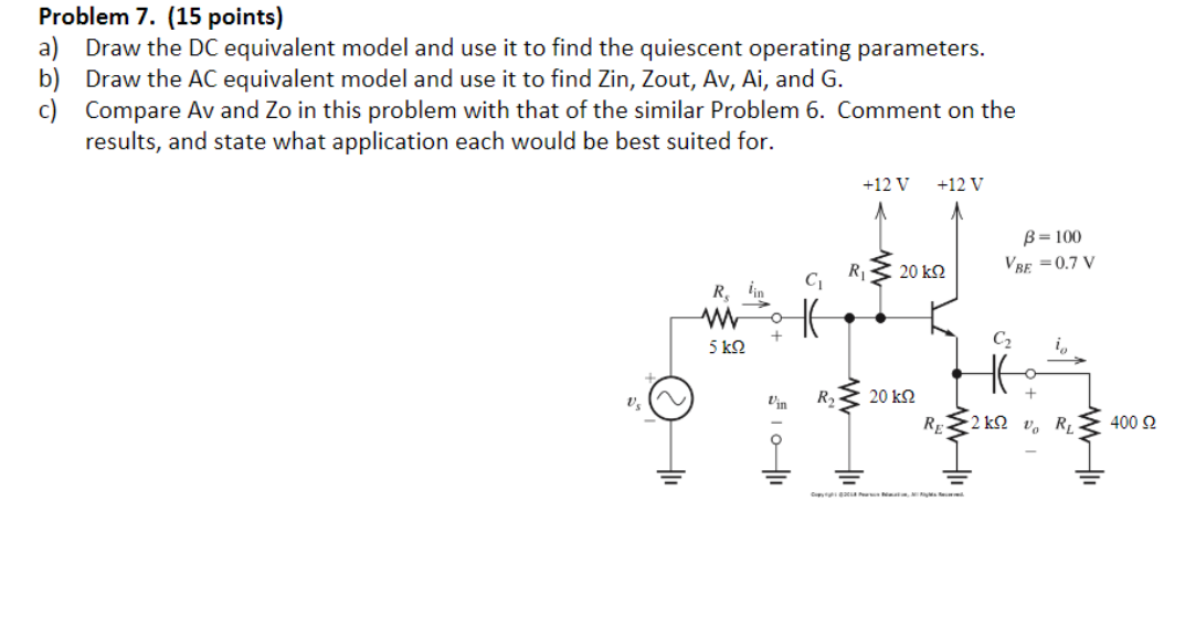 Solved Problem 7. (15 points) a) Draw the DC equivalent | Chegg.com