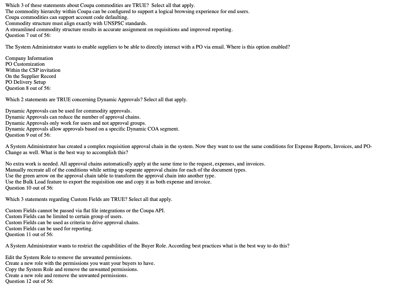 Solved Which 3 of these statements about Coupa commodities