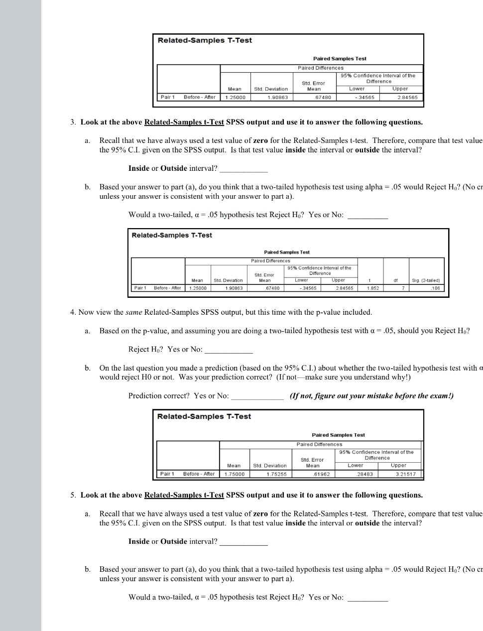 Solved Look At The Above Related-samples T-test Spss Output 