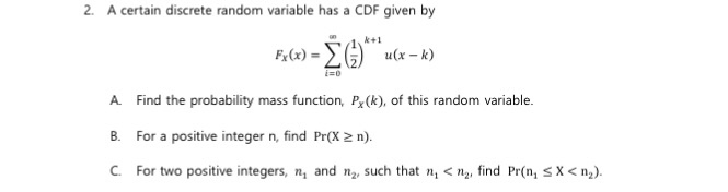 A Certain Discrete Random Variable Has A CDF Given... | Chegg.com