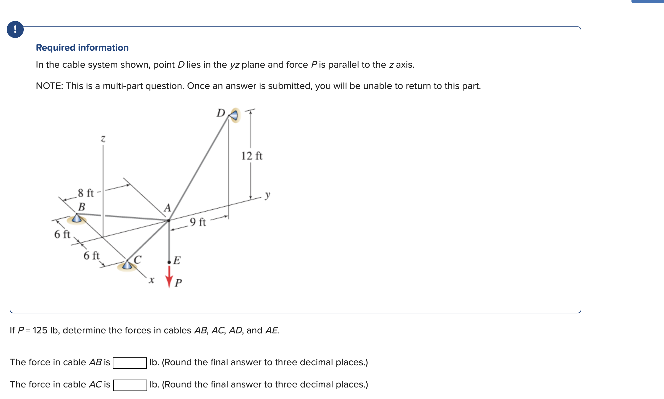 Solved Required information In the cable system shown, point | Chegg.com