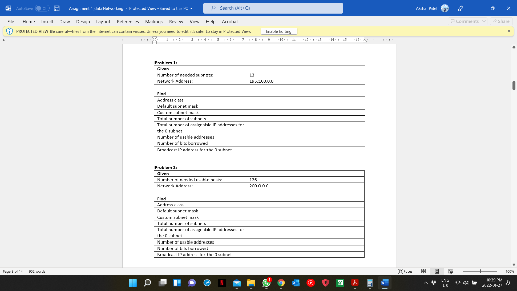 Solved AutoSave 0 Assignment 1 DataNetworking - Protected | Chegg.com