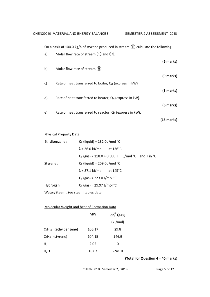 Chen010 Material And Energy Balances Semester 2 Chegg Com