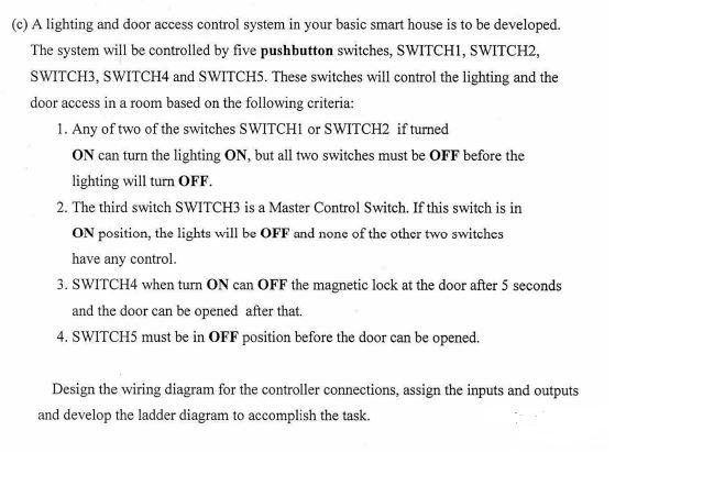 C A Lighting And Door Access Control System In Your Chegg Com