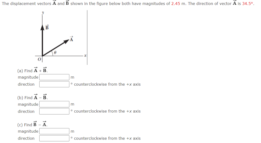 [Solved]: The displacement vectors A and B shown in the fi