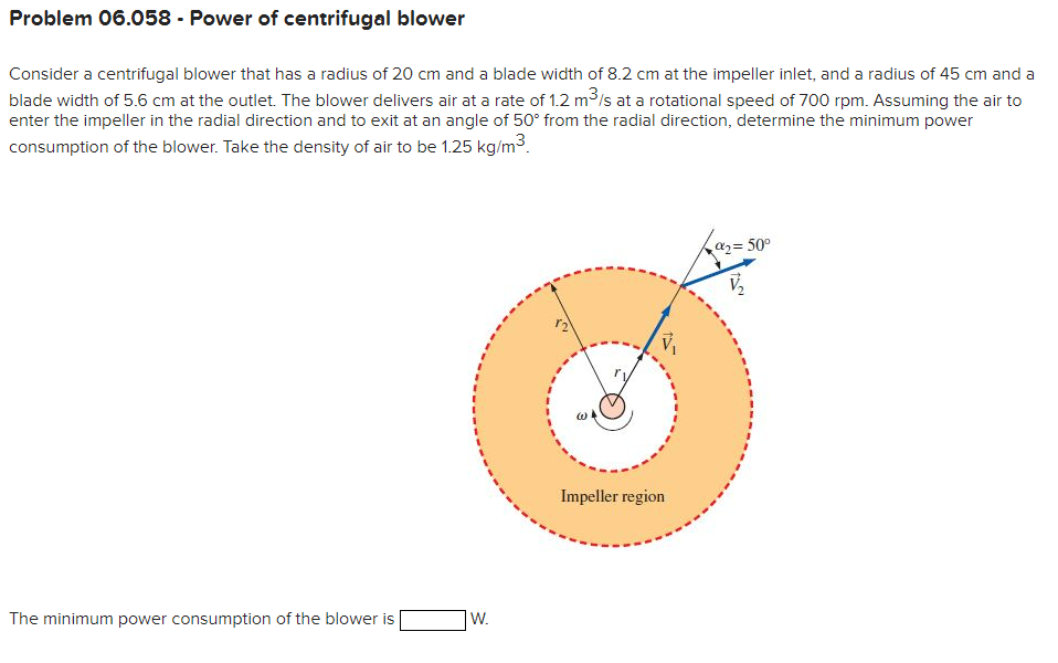 Solved Consider a centrifugal blower that has a radius of 20