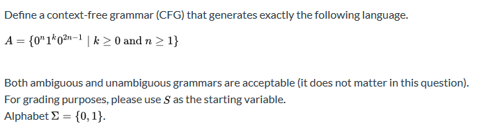 Solved Define a context-free grammar (CFG) that generates | Chegg.com
