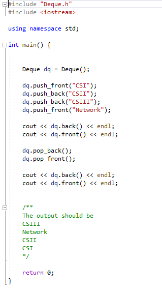 Solved Lab 7-Double Ended Queue lab In this lab you'll | Chegg.com