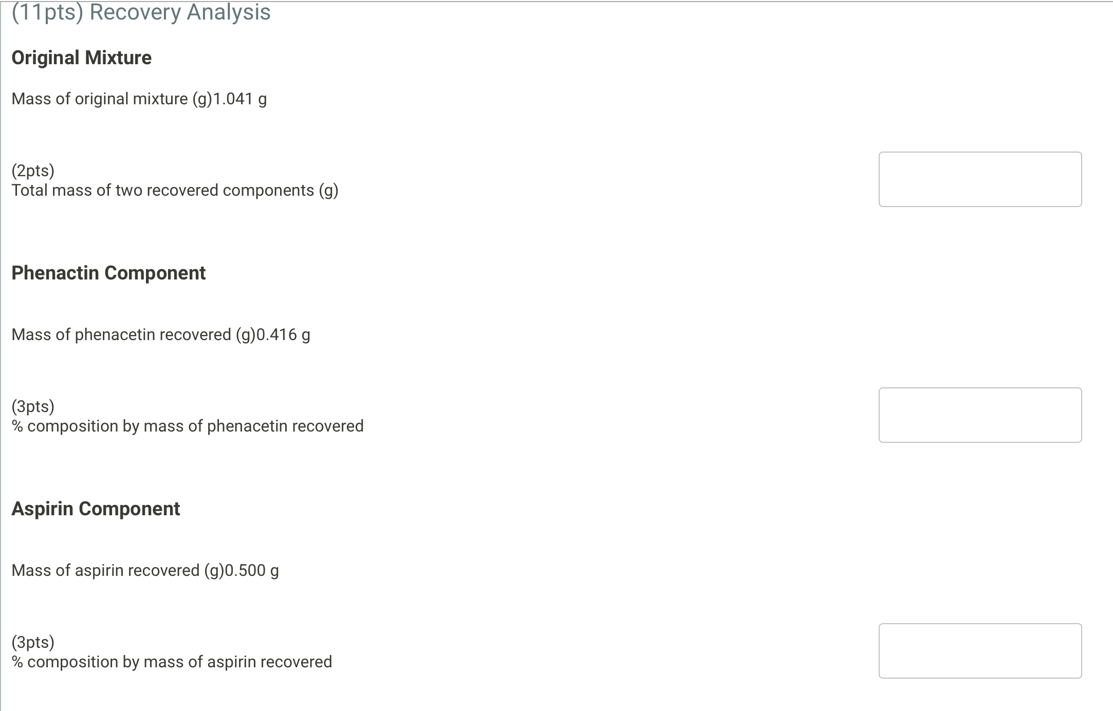 Solved (3pts) Separation of Aspirin and Phenacetin How will