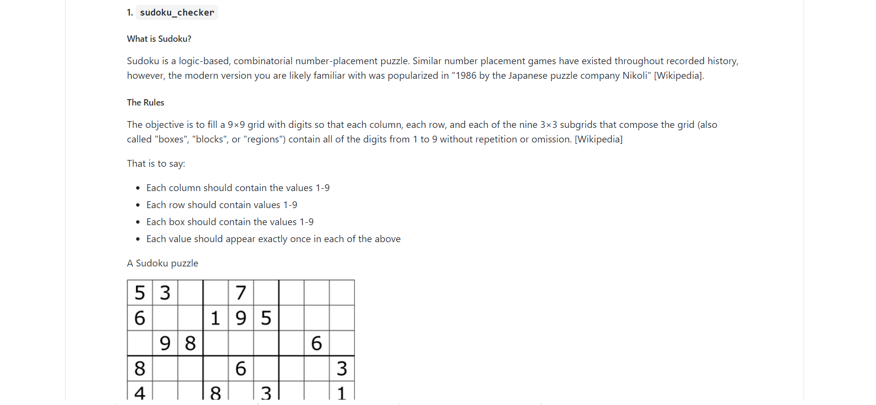 Solved 1. sudoku_checker What is Sudoku? Sudoku is a