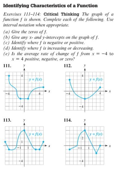 Solved Identifying Characteristics of a Function Exercises | Chegg.com