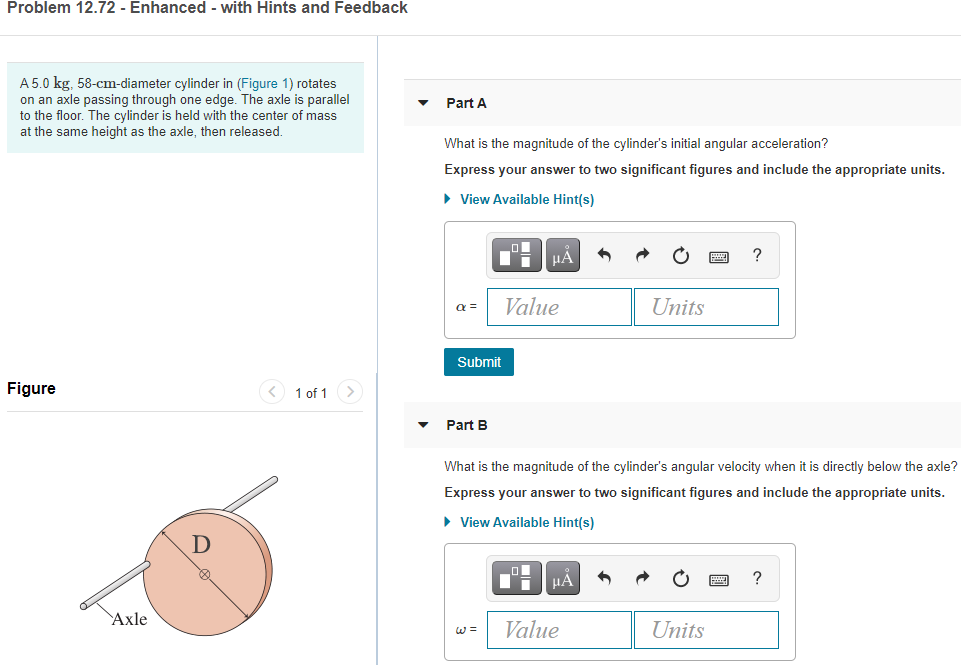 Solved Problem 12.72 - Enhanced - with Hints and Feedback | Chegg.com