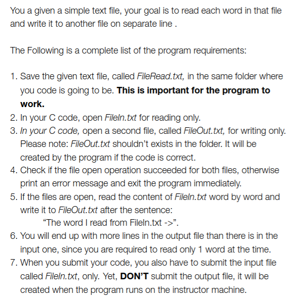 Solved You a given a simple text file, your goal is to read | Chegg.com