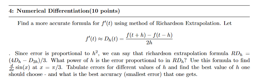 Solved 4 Numerical Differentiation 10 Points Find A Mor Chegg Com