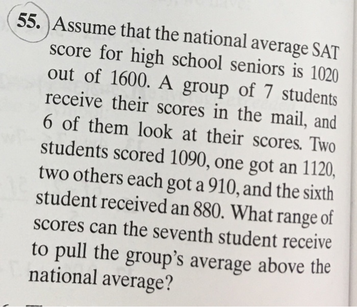 Solved Assume that the national average SAT score for high