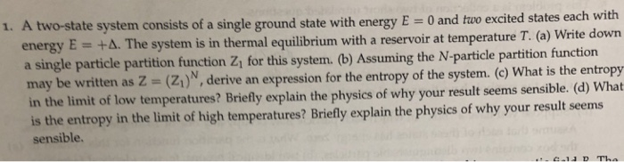 Solved te system consists of a single ground state with | Chegg.com
