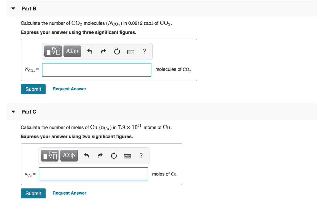 Solved Part B Calculate the number of CO2 molecules (Nco,) | Chegg.com