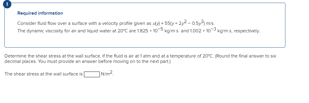 Solved Required information Consider fluid flow over a | Chegg.com