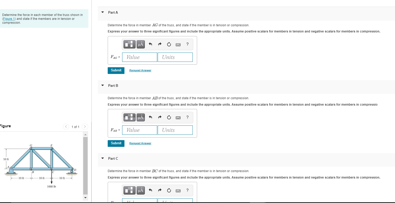 Solved Part A Determine the force in each member of the | Chegg.com